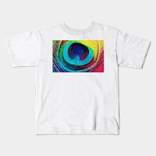 Digital Illustration of a Peacock Feather Kids T-Shirt